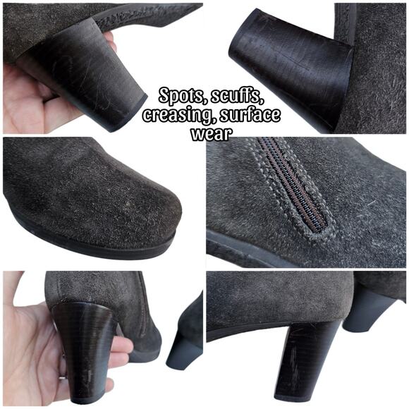 Brown Suede Waterproof Boot La Canadienne Size 8 Leather Heeled Ankle Bootie Zip - Picture 8 of 14